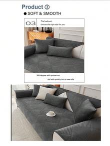 1件時尚簡約四季通用沙發墊，防滑奢華沙發墊，適用於居家、臥室、客廳、書房、辦公室、畢業典禮等場合，寵物防抓保護墊 - 深灰色 - 查看 6