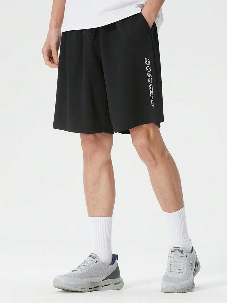 Skechers Men's Knit Shorts, Simple Comfortable Daily Outdoor Sports Casual Shorts P226M207-03K8 - Smoky Black - View 1