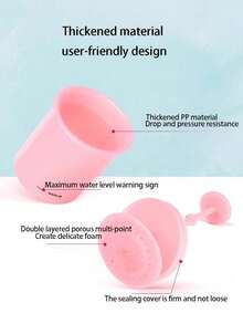 1pc Pink Foaming Cleanser Dispenser, Small & Large Size, Portable Manual Face Wash Foaming Bottle, Bubble Foaming Cup, Cleanser Accessory - Pink - View 3