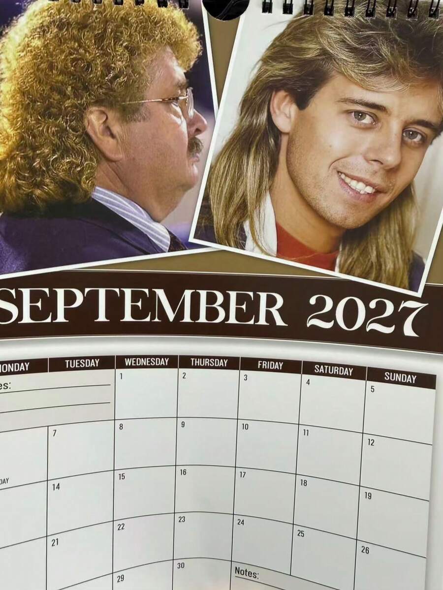 Wall Calendar 2027 World's Greatest Mullets Funny Calendar Hairstyles Calendar Daily Scheduling Planners Schedule Calendar - Multiple Styles - View 1