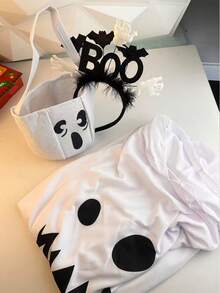 3Pcs Women's Ghost Costume Kit, Adult Halloween Cosplay Outfit For Dress-Up Party & Dance Performance - Ghost Makeup Set 4PCS - View 6
