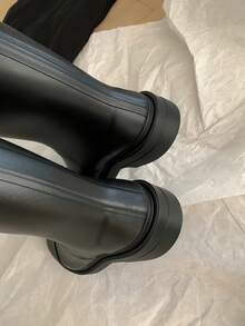 Women's Rubber Rain Boots, High Shaft, Smooth Surface, Non-Slip Thick Sole, Waterproof, Simple Design, Practical Boots For Rainy Days - Olive Green - View 6