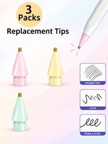 1/2/3/4pcs Replacement Tips For Apple Pencil 1st/2nd Generation, Fine Point Touch Stylus Tips, Metal Wear-Resistant Non-Slip Transparent Tips, Tablet Precise Writing And Drawing Accessories - Multicolor - View 9