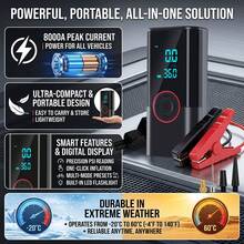 jkuoo Alat Bantu Start Darurat dengan Kompresor Udara - Pengukur Tekanan Ban Digital 180PSI, Pengisian Daya USB, Cocok untuk Kendaraan Bensin/Berbagai Jenis Kendaraan, Desain Portabel, Dilengkapi dengan Lampu Darurat LED, Fitur Deteksi dan Penyesuaian Tekanan Ban. - Mesin + aksesoris - View 6