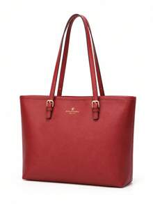 2024 European And American New Women's Handbag Shoulder Bag Cross-Hatch Texture Minimalist Fashion Large Bag - Red - View 2