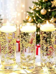 5pcs Floating Candle Vase Filler 1.4m Pearl Garland Wedding Tabletop Decor, Faux Pearl Beaded Plastic Chain Party Decoration, Home Decor Prop Gift For Birthday Graduation - Multicolor - View 2