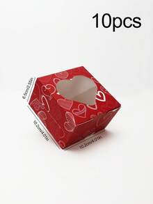 5pcs/10pcs/12pcs/24pcs Romantic Heart‑Window Paper Gift Boxes High‑End Printed Viewable Design Holiday & Party Favor Packaging Storage Cases - View 24