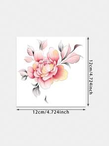 1pc Temporary Tattoo Sticker, Pink Gradient Peony With Leaves Pattern, Realistic Tattoo Design, Suitable For Daily Wear, Bachelorette Party Favors, Music Festivals, Games, Graduation Gifts, Lasts 3-5 Days - Multicolor - View 6