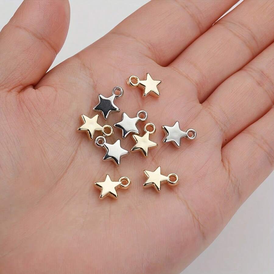 100pcs CCB Gold & Silver Random Mixed Color Pentagram Pendant For DIY Necklace Bracelet Jewelry Accessories Material Wholesale