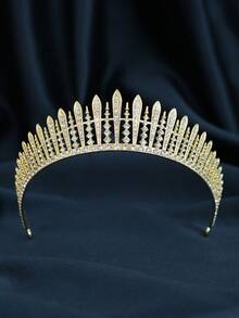 Luxury Silver Rhinestone Spike Tiara Crown Bridal Wedding Queen Headpiece For Women Prom Party Halloween Cosplay Carnival - Multicolor - View 11