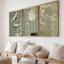 1pc Oriental Wall Arts Crane And Moon Posters Elegant Birds And Flowers Canvas Prints Wall Decor Fashion Paintings Suitable For Living Room Bedroom Bathroom Kitchen Home Office Dormitory Decor Picture Housewarming Gifts Optional Frame - Multicolor - View 4