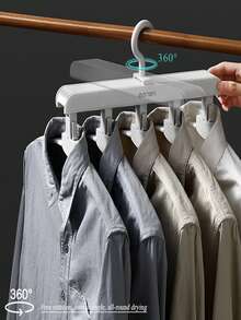 1Pc Multifunctional Clothes Hanger, Compact Space Saving Wardrobe Organizer, Seamless Non-Slip Foldable Garment Support, Portable Travel Hanger, Heavy Duty Rust-Resistant Hanger, Perfect For Dormitory, Student, Home, Closet Storage - View 6