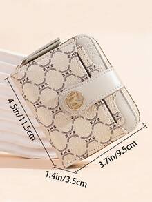 New Litchi Texture Letter Wallet With Multiple Card Slots, Short Compact Women's Purse, Thickened Korean Style Fashion Retro Coin Purse For Women - Apricot - View 3