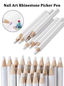 1/2/6/10pcs Rhinestone Wax Pencil, Rhinestone Pickup Pen Set, Crystal Gemstone Pickup Tool, DIY Nail Art Decoration Pickup Pen (White) - A - View 1