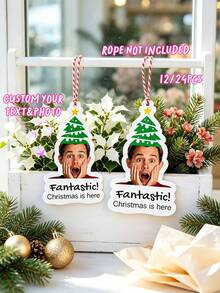12/24pcs Funny Christmas Photo Gift Tag, Custom Face Personalized Holiday Gift Wrap Label, Family Name Present Tag For Christmas Tree, Gift Boxes, Stockings, Party Favors, Secret Santa, Gift Exchange And Holiday Party Decoration - Multicolor - View 7