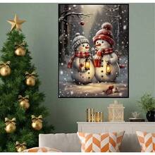 1PC DIY 5D Diamond Painting Kit Christmas Snowman Pattern - Round Full Drill Art Mosaic Craft, Home Wall Decor, Unframed - No Frame - View 2