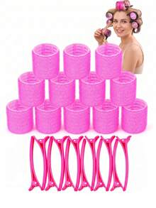 Bộ 27 cái lô cuốn tóc nhựa tự bám, dụng cụ làm tóc xoăn không nhiệt, dụng cụ tạo kiểu tóc giá rẻ - Nhiều màu - Xem 10
