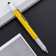1pc 6-In-1 Heavy Duty Multi-Function Pen - Waterproof, Retractable, Metal Construction, Equipped With Neutral Pen Tip, Ballpoint Pen, Ruler, Stylus, Level, Screwdriver - Perfect Gift For Men And Fathers - 6-in-1 - View 5