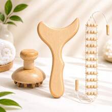 Set 3 buah Roller Pijat Manual Kayu, Alat Pijat Seluruh Tubuh, Cocok untuk Kaki, Pinggang, Bahu, Lengan, dan Punggung, Ideal untuk Penggunaan di Rumah dan Kantor - MultiWarna - View 1