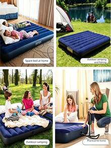 1pc Inflatable Camping Mattress, Thick Flocked PVC Pad, Honeycomb Support Structure, Durable And Portable, Space Saving, Foldable Portable Air Bed, Suitable For Camping, Tents, Temporary Home Rest And Outdoor Trips. - Multiple Specifications - View 6
