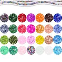 18 Colors Tubular Glass Beads Set Box, Solid Color Long Cylindrical Rice Beads, Suitable For DIY Embroidery, Brooch, Bracelet, Jewelry Making Handicrafts - Multicolor - View 2