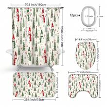1pc/4pcs Tall Long Scarf Snowman Vertical Pine Tree Pattern Multifunctional Bathroom Decor Shower Curtain Set, Free 12 Hooks, Premium Holiday Atmosphere, Bathroom Mat, U-Shaped Rug And Round Toilet Lid Cover, Suitable For All Scenes Decoration Bathroom Set - Tall Scarf Snowman Vertical Pine Tree - View 11