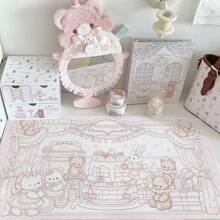 Y2k Sweet Cute Bear Rabbit PU Leather Desk Mat, Pink Lace Cake Print Large Mouse Pad, Waterproof Non-Slip Table Protector, Kawaii Aesthetic Keyboard Pad For Girls Desk Decor - View 5