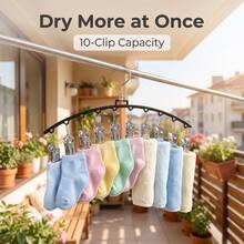 1pc 10-Clip Rotating Drying Rack With 360° Swivel Hook And Non-Slip Clips - Ideal For Socks, Underwear, And Delicates - Rust-Resistant Metal Construction - Multicolor - View 1