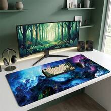 Large Nebula Cloud Gaming Mouse Pad, Colorful Abstract Art Desk Mat, Non‑Slip Rubber Base Keyboard Pad For Laptop PC, Home & Gamer Desktop Decoration - Cosmic Nebula - View 5