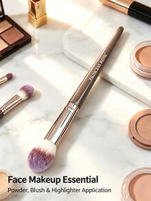 Princess Rose New 1pc Professional Blush Brush Single Pack, Ultra-Soft Synthetic Bristles, Skin-Friendly Non-Irritating, Strong Powder Pickup, Suitable For Powder/Cream Blush, Even And Natural Application, Blending And Contouring Tool, Enhances Cheekbone Definition, Suitable For Beginners And Professional Makeup Artists - Mocha Brown - View 3