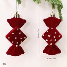 Christmas Candy Cane Hanging Ornament, Christmas Tree Decoration, Window Display, Nordic Red Flocked Candy Pendant - Multicolor - View 12