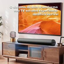 Caixa de Som Potente de 20W Compatível com Televisão, Computador e Notebook - Som de Alta Qualidade para o Ambiente Doméstico - Preto - Visão 8