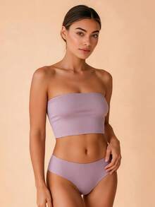 Lilivine 5pcs/Pack Women's Solid Color Silky Fabric Sexy & Comfortable Breathable Panties - Multicolor - View 3