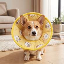 1pc Cute Yellow Pet Anti-Lick Collar, Adjustable Soft Fabric Elizabethan Collar For Cats, Recovery Protective Neck Collar For Dogs, Cat Protective Shield, Suitable For Medium-Small Puppies, Small Dogs And Cats - View 2