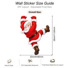 Fun Hanging Santa Claus Stickers, Christmas Wall Decals, Climbing Santa Door Decor, Holiday Home Decoration, Removable Christmas Stickers For Doors, Refrigerators, Car Windows, Walls, Christmas Party Decor - Christmas Wall Decals - View 6