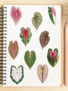 50pcs Colorful Artistic Plant Leaf Stickers PET Material For Adults Teens Sticker Enthusiasts Scrapbooking, Notebooks Laptops Phone Cases Luggage And Guitar Decorations Stickers - A - View 5