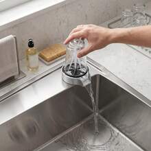 YUNRUX Silver ABS 304 Stainless Steel Rotating Cup Washer 2 In 1 Sink Mounted Glass Cleaner For Kitchen Bar - Silver - View 8