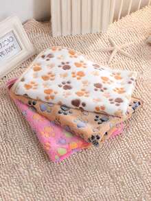 1 Buah Selimut Anjing Bulu Lembut Super Lembut dengan Motif Catnip, Kasur Hewan Peliharaan dengan Cetakan Kaki Lucu - Penutup Selimut Hewan Peliharaan Flanel yang Dapat Dicuci dengan Mesin, Tersedia Berbagai Warna dan Ukuran, Cocok untuk Hewan Peliharaan Kecil dan Sedang dengan Bantalan Lembut Berbagai Pola - 40*60cm - View 3