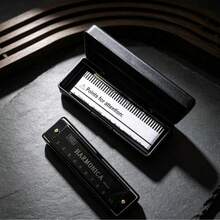 1pc 10-Hole Copper Core Blues Harmonica, Beginner Practice Musical Instrument - Black - View 8
