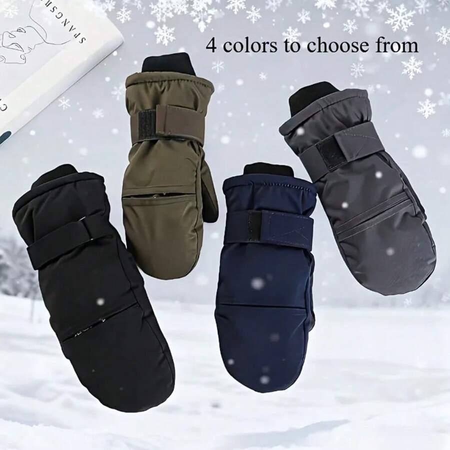 Winter One-Piece Gloves - Warm Lining, Windproof Premium Quality/Suitable For Skiing And Outdoor Activities, Easy Hand Wash/Multi-Occasion Casual Gloves - Multicolor - View 1