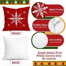 4pcs/1pc Minimalist Red Background Christmas Text Pattern Pillow Case, Single-Sided Printed Pillow Case, Suitable For Living Room Bedroom Home Decor, All Season Pillow Case - Multicolor - View 4