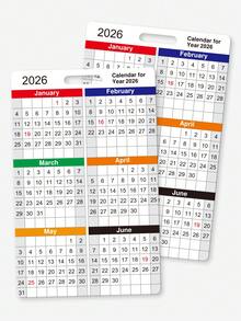 1/5pcs 2026 Calendar Cards, Portable 12-Month Year Planner Bookmark With Hanging Hole, Compact Daily & Weekly Schedule Reference For Home Office Supplies, Office Desk Accessories & Christmas Planner Accessories - Calendar Set a - View 1