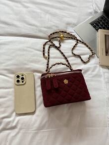 Women's Zippered Bag, One Size - Burgundy - View 3