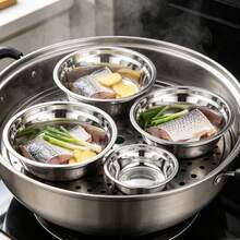 Set Mangkuk Sup Stainless Steel Berbagai Ukuran, Dalam & Tebal, Desain Tepi Bulat yang Nyaman Disentuh, Tahan Panas & Dingin untuk Mengukus dan Memasak, Cocok untuk Sup, Nasi, Bumbu, Buah Segar dan Salad, Mangkuk Sajian untuk Natal, Thanksgiving, Halloween, Paskah, dan Acara Keluarga, Dapat Ditumpuk untuk Menghemat Ruang Lemari, Permukaan Mangkuk Halus Mudah Dibersihkan dan Tahan Noda - View 8