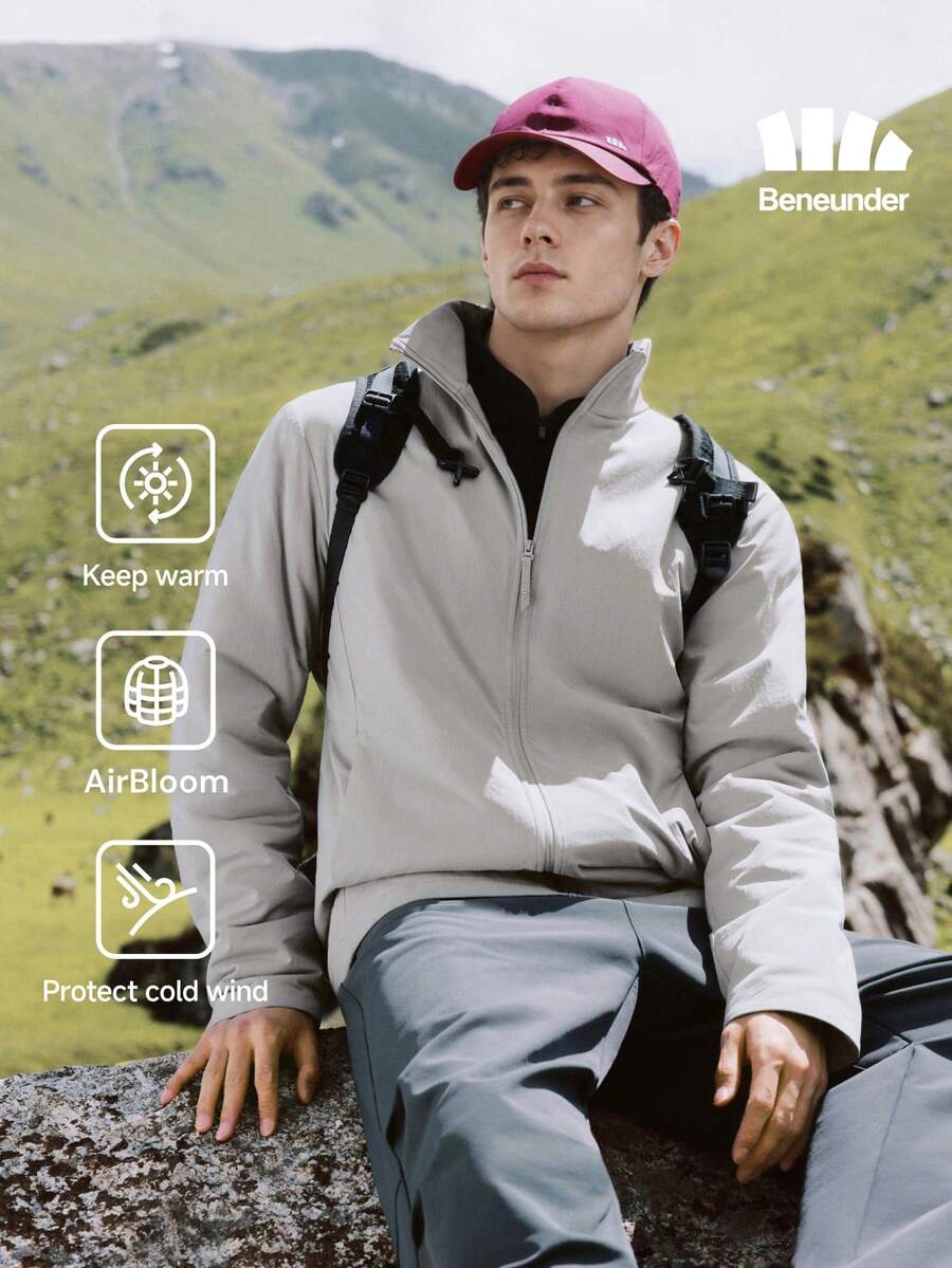 Beneunder Men's Air Down Jacket (Stand Collar, Mid-Warm) CL027 - Space Gray - View 1
