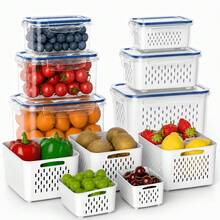 Kitchen Airtight Food Storage Container, Leakproof Fresh Keeping Box For Refrigerator, Fruit, Vegetable And Meal Storage - Grey - View 1