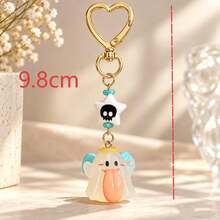 1pc/2pcs Unisex Halloween Glow-In-The-Dark Big Tongue Ghost Funny Pendant, Halloween Element Star Beaded Heart Keychain, Creative Bag Charm Accessory - Multicolor - View 4