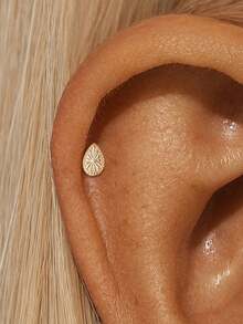 EleRunis 1pc 925 Sterling Silver Exquisite Marquise Flat Back Cartilage Earring, Suitable For Ear Piercing, Ear Cartilage, Ear Helix, Threaded Dangle Nose Stud, Delicate Jewelry, Suitable For Daily Wear And Party - Gold - View 21
