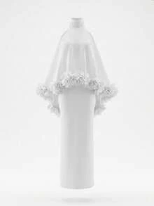 Modphy New Sequin Decor Long Sleeve Fitted Slit Maxi Dress, Elegant For Party, Formal Occasion, Wedding Guest, Prom White Fall - White - View 7