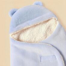 1pc Baby Swaddle Blanket, Adhesive Reinforced 100% Polyester Material, Soft And Warm, Baby Wrap Blanket, 4 Colors Available - Multicolor - View 3